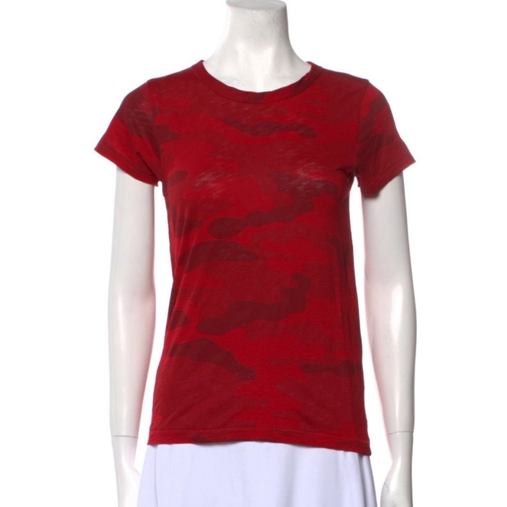 Rag & Bone Red Camouflage Short Sleeve Tee